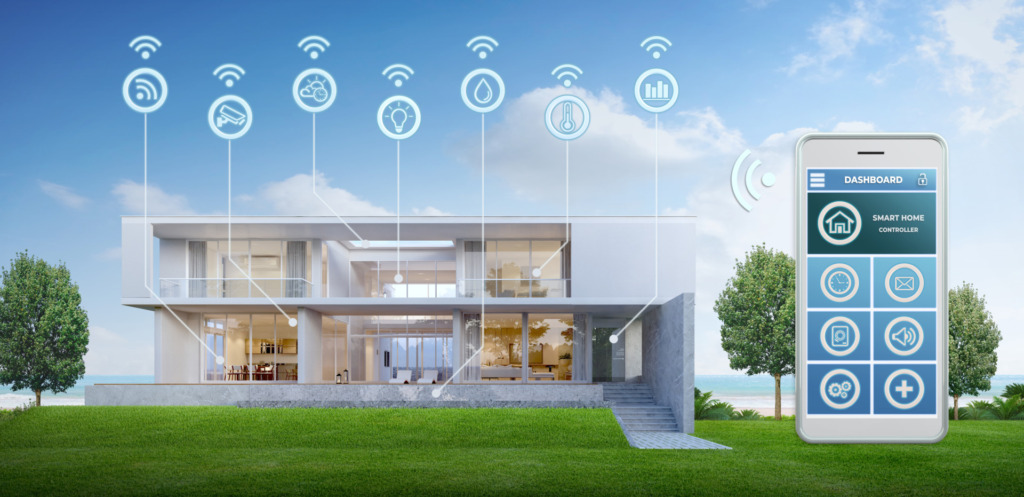 Modern Smart Home.Smart home connected and control with technology devices through internet network.